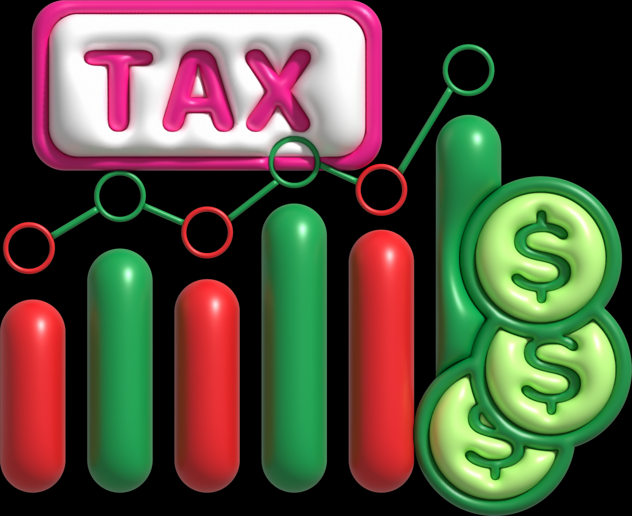Illustration 3D , tax and financial income graph, paying taxes 22663307 PNG