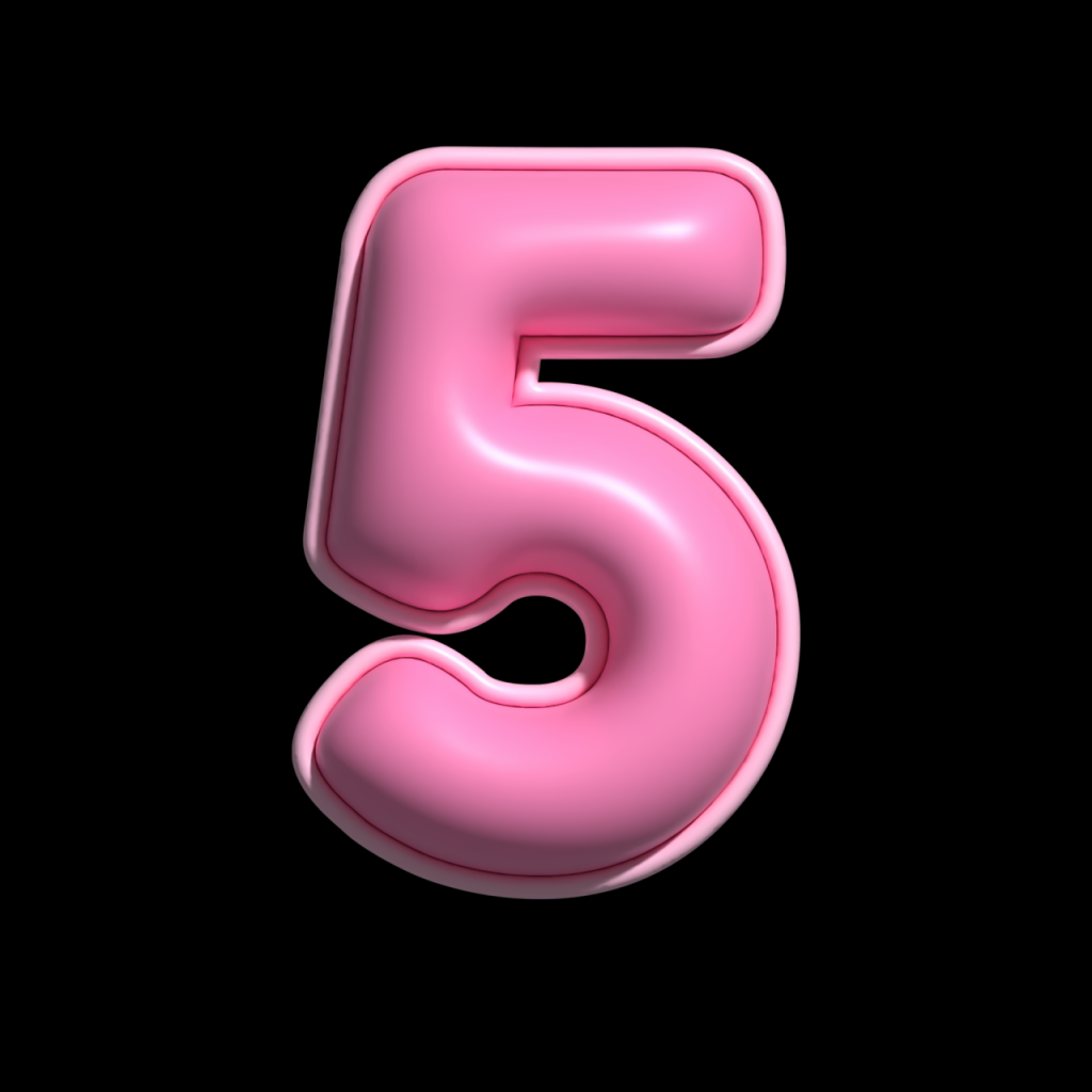 Free number 5 pink alphabet glossy 22502927 PNG with Transparent Background