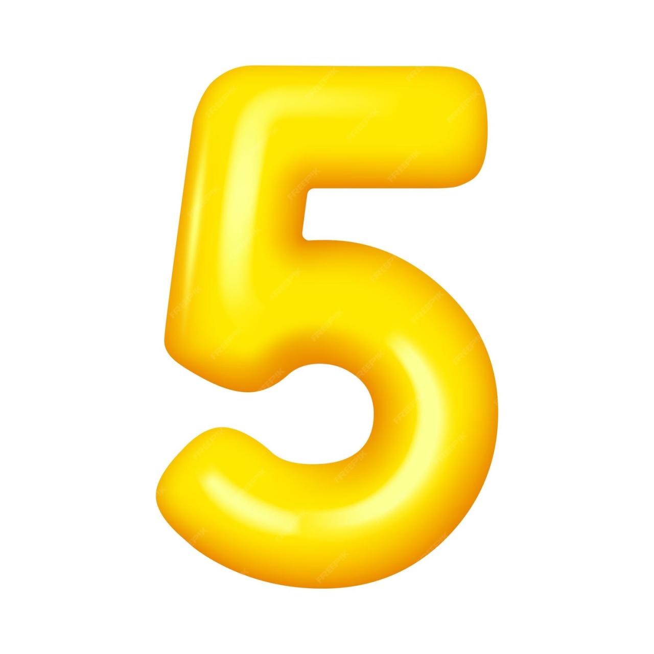 Premium Vector | Number five numeral fifth yellow glossy balloon